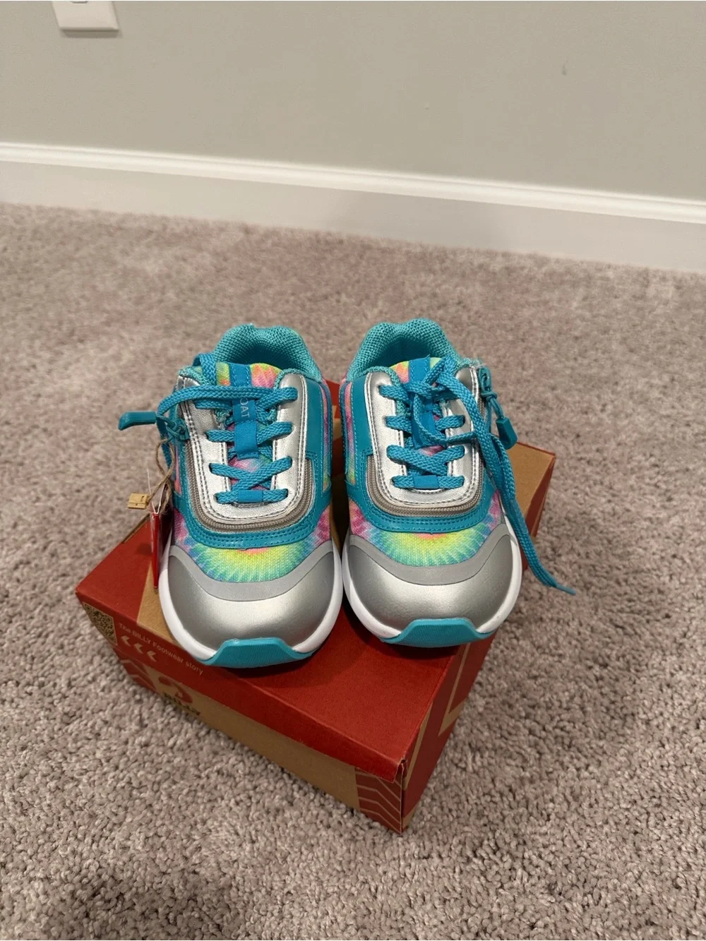 Kids Tie-Dye Sneakers with Teal Accents